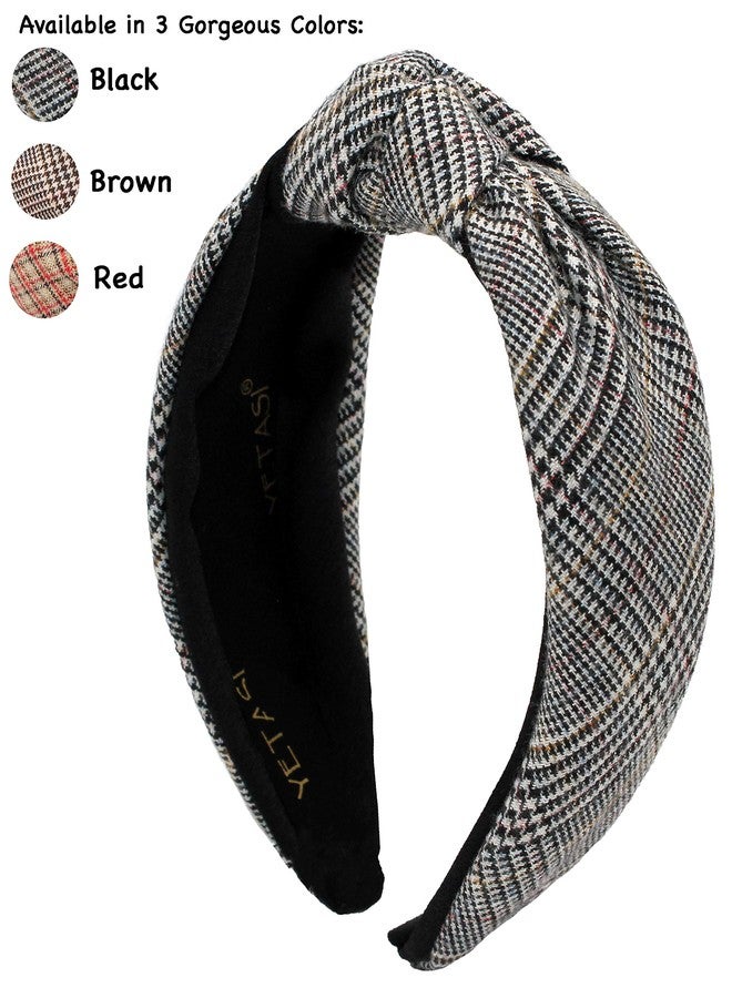 YETASI Plaid Black Headbands for Women Get Compliments. Wearable All Day, Head bands for Women's Hair are Chic Knotted Headband Fashion Designer Top Knot Head bands Girl - Image 2